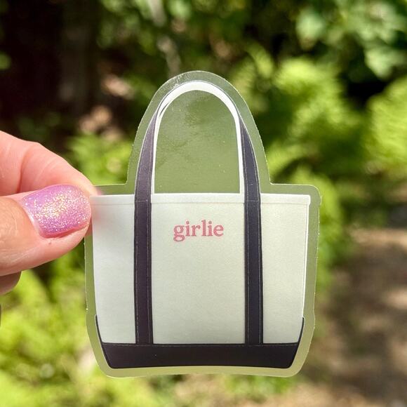 Girlie Tote Bag Sticker – Preppy Coastal Vinyl Decal for Water Bottles, Laptops - Picture 1 of 2